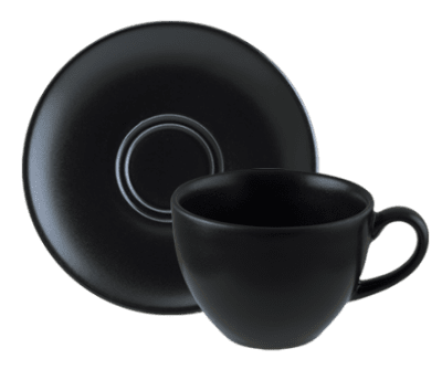 Порцеланова черна чаша за капучино 230 мл с подложна чинийка NOTTE, Bonna Турция