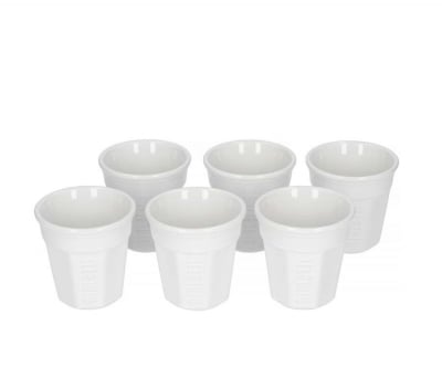 Комплект 6 броя чаши за еспресо кафе 90 мл Octagonal, бял цвят, Bialetti Италия