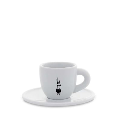 Порцеланова чаша за еспресо кафе 80 мл с подложна чинийка, бял цвят, Bialetti Италия