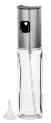 Стъклена спрей бутилка за илио или оцет 100 мл, цвят хром
