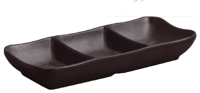 Меламиново 3 секционно плато за азиатски сосове 20 x 8.5 см SHIBUI, черен цвят