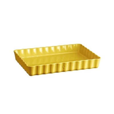 Керамична форма за тарт 33.5 x 24 см, DEEP TART DISH, жълт цвят, EMILE HENRY Франция