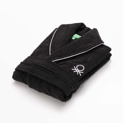 Халат за баня B&W L/XL, черен цвят, United Colors Of Benetton