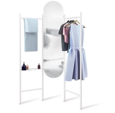 Свободностоящо огледало със закачалка за дрехи и поставка за аксесоари VALA, цвят бял, UMBRA Канада