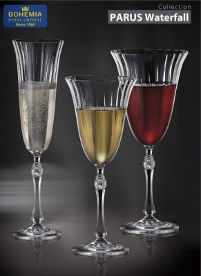 Чаши за шампанско 190 мл Parus Waterfall - 6 броя, Bohemia Royal Crystal