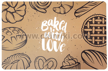 Правоъгълна подложка за хранене 43.5 x 28.5 см BAKE WITH LOVE, 12 броя