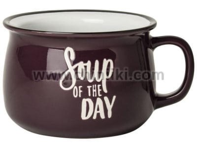 Порцеланова чаша - купа за супа 500 мл Soup of the day, цвят бордо, Kapimex Холандия