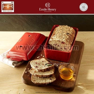 Керамична форма за печене на хляб, червен цвят, BREAD LOAF BAKER, EMILE HENRY Франция
