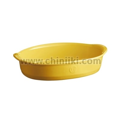 Керамична овална форма за печене 41.5 x 26.5 см, жълт цвят, LARGE OVAL OVEN DISH, EMILE HENRY Франция