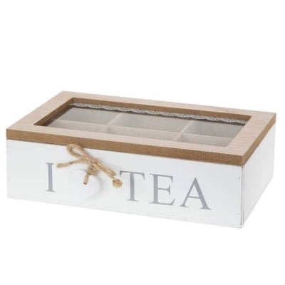 Дървена кутия за чай 6 сектора TEA