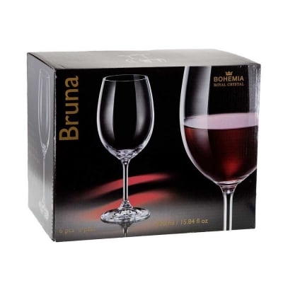BRUNA чаши за червено вино 450 мл, 6 броя, Bohemia Royal Crystal