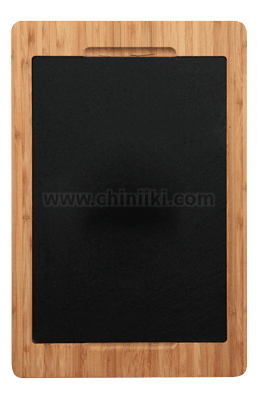Правоъгълна бамбукова дъска за презентация с дръжка и каменна плоча 36 x 24 x 1.9 см