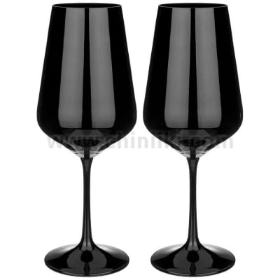 Черни чаши за вино 350 мл SANDRA, 6 броя, Bohemia Crystalex