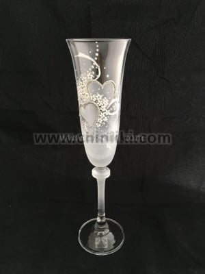 Ръчно рисувани ритуални чаши за шампанско 190 мл 2 броя - Heart 2
