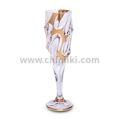 Calypso GOLD ICE кристални чаши шампанско 180 мл - 6 броя, Bohemia Crystal