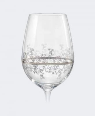 Гравирани чаши за вино 350 мл VIOLA PLATINUM, 6 броя, Bohemia Crystalex