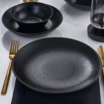 Порцеланова дълбока чиния 20 см Orlando, цвят черен мат с декор, Gural Турция