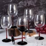 Стъклени чаши за вино 580 мл, 6 броя, червено/черно столче