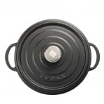Чугунена кръгла плитка тенджера с капак 24 x 7 см, 3.3 литра, черен мат, SUREL Турция