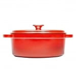 Чугунена кръгла тенджера с капак 28 x 11 см, 5.5 литра, червен цвят, SUREL Турция