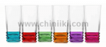 Стъклени чаши за вода с цветно дъно 335 мл CORAL, 6 броя