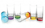 Стъклени чаши за вода и безалкохолни напитки с цветно дъно 275 мл CORAL, 6 броя