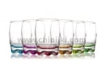 Стъклени чаши за ракия 80 мл с цветно дъно CORAL, 6 броя