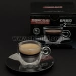 Двустенни чаши за еспресо кафе 65 мл с подложни чинийки INOX, 4 части, LUIGI BORMIOLI Италия