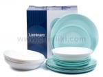 Diwali  White & Turquoise сервиз за хранене 18 елемента, Luminarc Франция