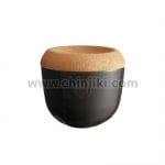 Керамичен канистер за чесън с корков капак 14.5 см, GARLIC POT, черен цвят, EMILE HENRY Франция