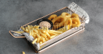 Метална квадратна кошничка за сервиране на картофки 15 x 15 x 3.5 см, черен цвят