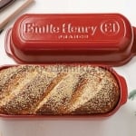 Керамична форма за печене на хляб LARGE BREAD LOAF BAKER, червен цвят, EMILE HENRY Франция