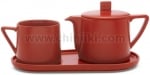 Керамичен сет за чай 3 части LUND, червен цвят, BREDEMEIJER Нидерландия
