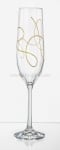 Гравирани чаши за шампанско 190 мл STRING, златист кант, 2 броя, Bohemia Crystalex