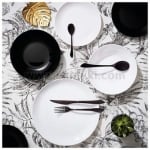 DIWALI Black & White сервиз за хранене 19 елемента, Luminarc Франция