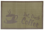 Правоъгълна подложка за хранене 45 x 30 см PVC, зелен цвят, Hot Fresh Coffee