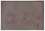 Правоъгълна подложка за хранене 45 x 30 см PVC, кафяв цвят, Hot Fresh Coffee