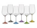 Rainbow чаши за червено вино 550 мл с цветно столче - 6 броя, Bohemia Crystalex