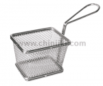 Метална правоъгълна кошничка за сервиране на картофки 10 x 8 x 7.5 см