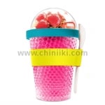 Двустенна охлаждаща чаша с прибор CHILL YO 2 GO, розов цвят, ASOBU Канада