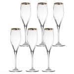 Кристални чаши за шампанско 260 мл MONALISA OPTIC GOLD RIM, 6 броя, LA REINE Италия