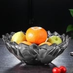 Стъклена фруктиера 24 см, сиво - черен цвят