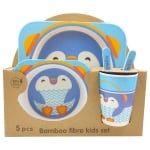 Бамбуков детски сервиз за хранене Пингвин 5 части