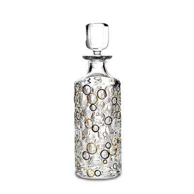 Кристална гарафа за уиски 750 мл Lisboa Gold and Black Circles, Bohemia Crystal