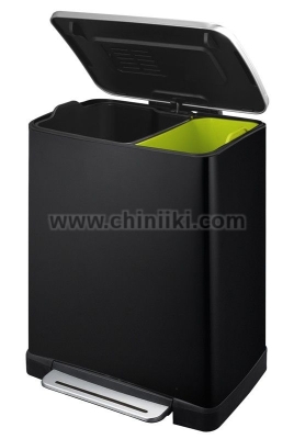 Кош за разделно събиране на отпадъци 10 + 9 литра, E-CUBE ЧЕРЕН, EKO EUROPE Холандия