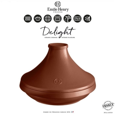 Керамичен ИНДУКЦИОНЕН тажин 27 см DELIGHT, цвят керемидено червен, EMILE HENRY Франция