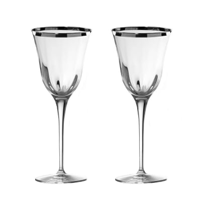 Кристални чаши за вино 300 мл JULIA OPTIC SILVER RIM, 2 броя, LA REINE Италия