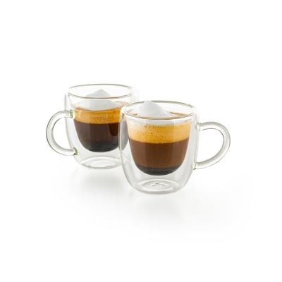 Двустенни чаши за еспресо кафе с дръжка 90 мл Coffeina - 2 броя, Luigi Ferrero