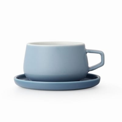 Порцеланова чаша за чай с подложна чинийка 250 мл, VIVA Classic Hazy Blue
