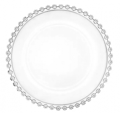 Стъклена безцветна чиния - плато 32 см